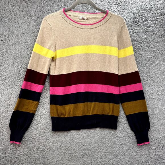 Faherty Ollie Small Knit Sweater Cashmere Blend Horizontal Stripes Crew Neck - Picture 4 of 10